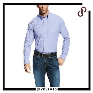 Ariat Pro Series Men's Long Sleeve Button-Down Easton Shirt‎ Purple Size XL